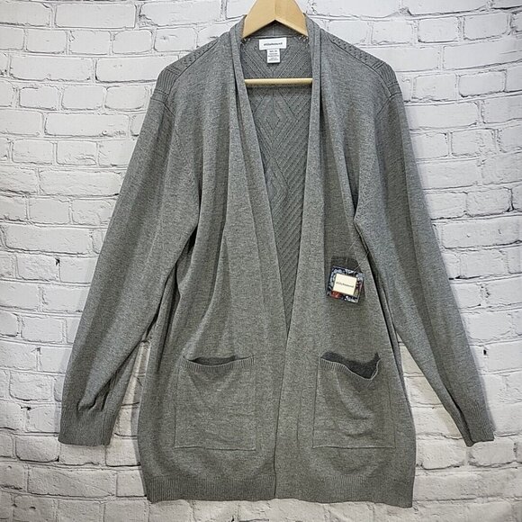 Stitchcount Sweater Womens Plus Sz 2X Gray Cardigan with Pockets New with Tags - Picture 1 of 11